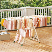 Tendedeira de Roupa Dobrável em Metal com Altura Ajustável 20 Barras de Secagem para Interiores e Exteriores 184 x 56 x 99 - 168 cm Bege