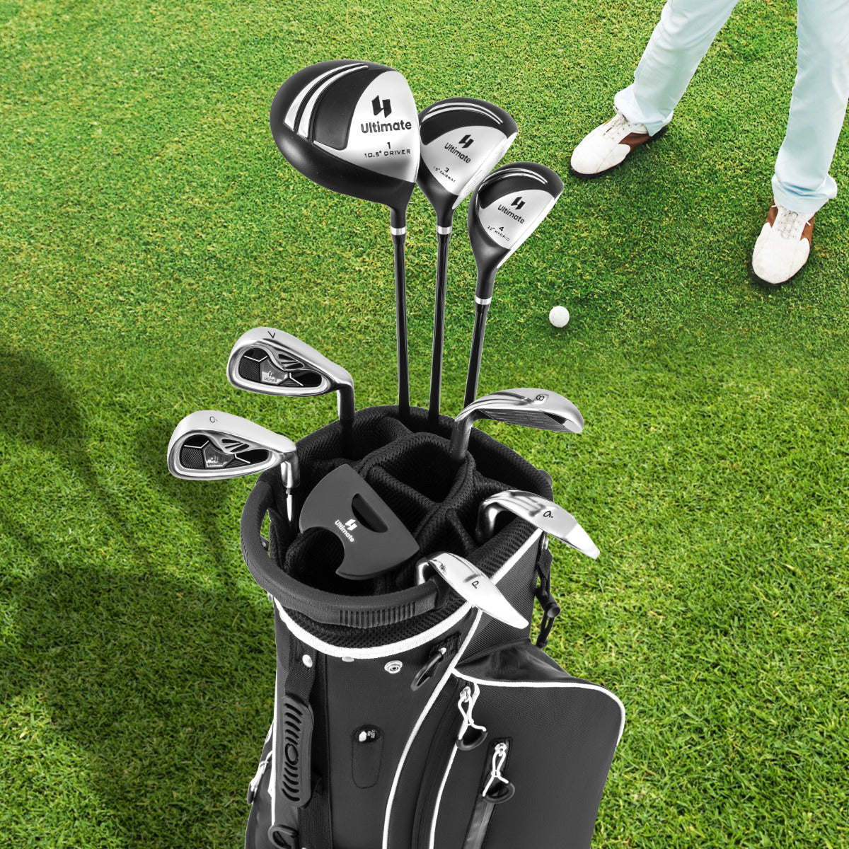 Conjunto de 9 Palos de Golfe/Madeira de Fairway/Híbrido/Ferro 6 7 8 9 e Bolsa de Transporte para Homens Presente Perfeito para Golfistas Preto