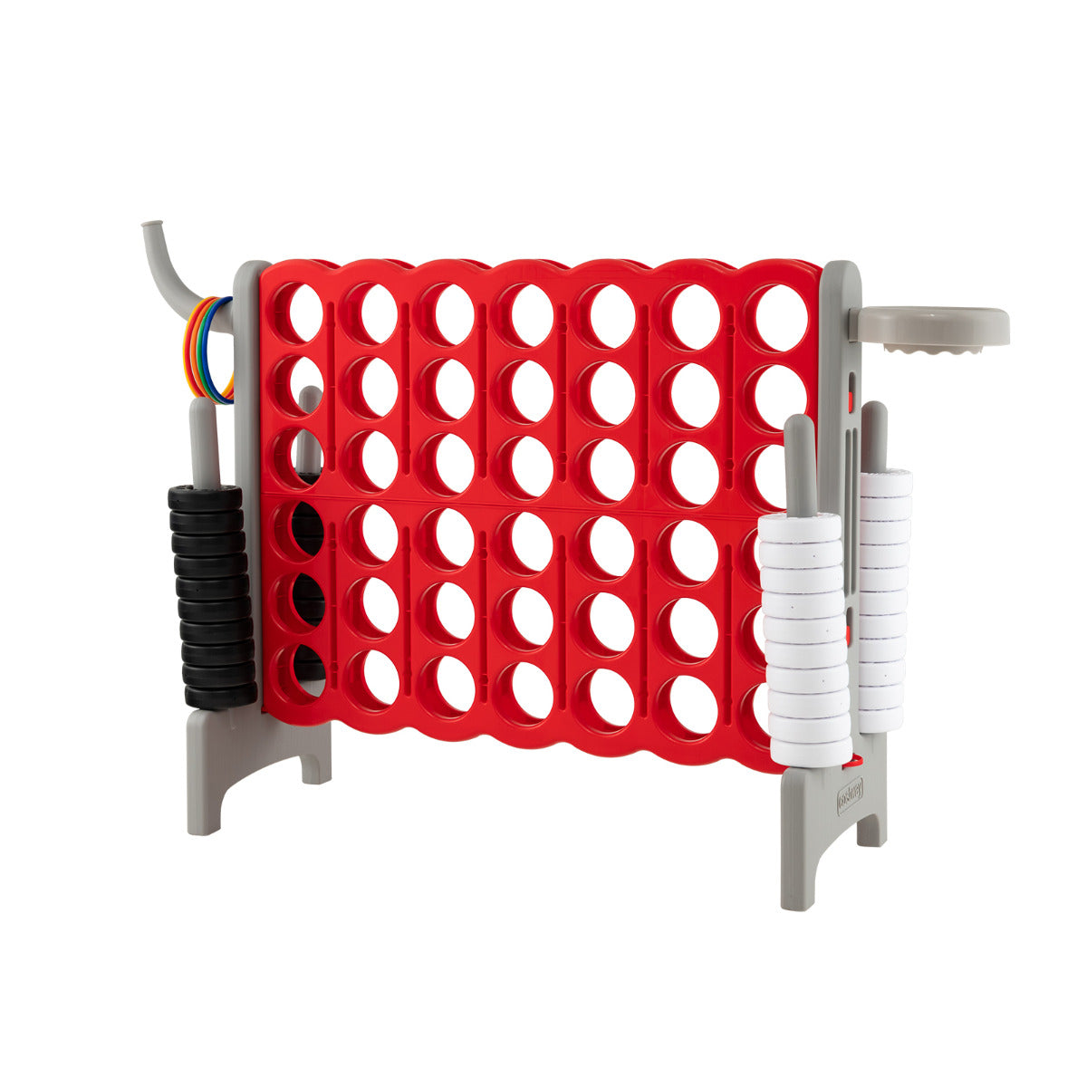 Set Conecta 4 Gigante para Crianças e Adultos - Jogo de Exterior com Cesto e Jogo de Lançamento de Anéis 42 Peças Cinzento