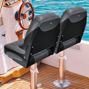 Conjunto de 2 Cadeiras Dobráveis para Barco com Encosto Baixo Faixa de Fixação Assento Iate Ergonómicas com Espuma 50 x 42 x 52 cm Preto