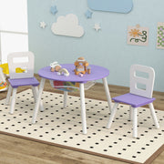 Conjunto de Mesa e Cadeiras para Crianças – 3 Peças – Roxa – Madeira