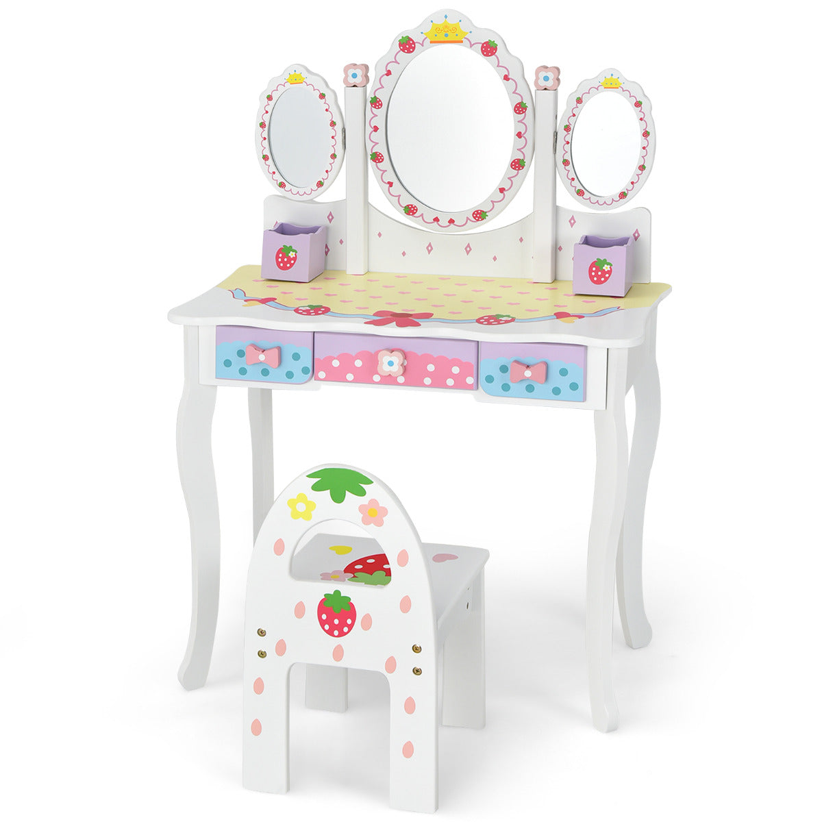 Toucador Infantil com Espelho Tripartido – Branco – MDF