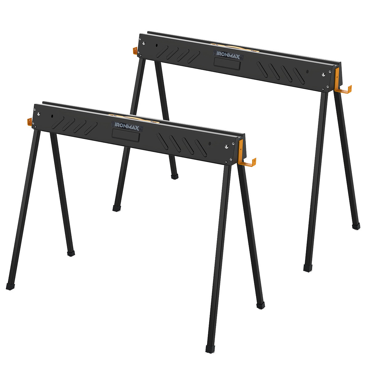 Conjunto de 2 Cavalos de Serra Dobráveis com Pernas de Apoio Dobráveis Suporte com 4 Ganchos Removíveis Pega 94 x 47 x 74 cm Preto