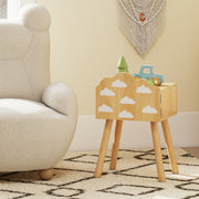 Conjunto de 2 Mesinhas de Cabeceira para Crianças Armário e Pernas de Madeira Maciça para Quarto Sala 34 x 30 x 54 cm Natural