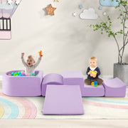 Conjunto de Jogos de Escalada e Rastejamento de 5 Peças com Piscina de Bolas e Capa Lavável na Máquina Zona Suave de Escalada para Bebés Roxo