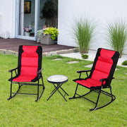 Conjunto de 2 Cadeiras Dobráveis com Mesa Baixa para Exterior - Vermelho - Aço e PVC