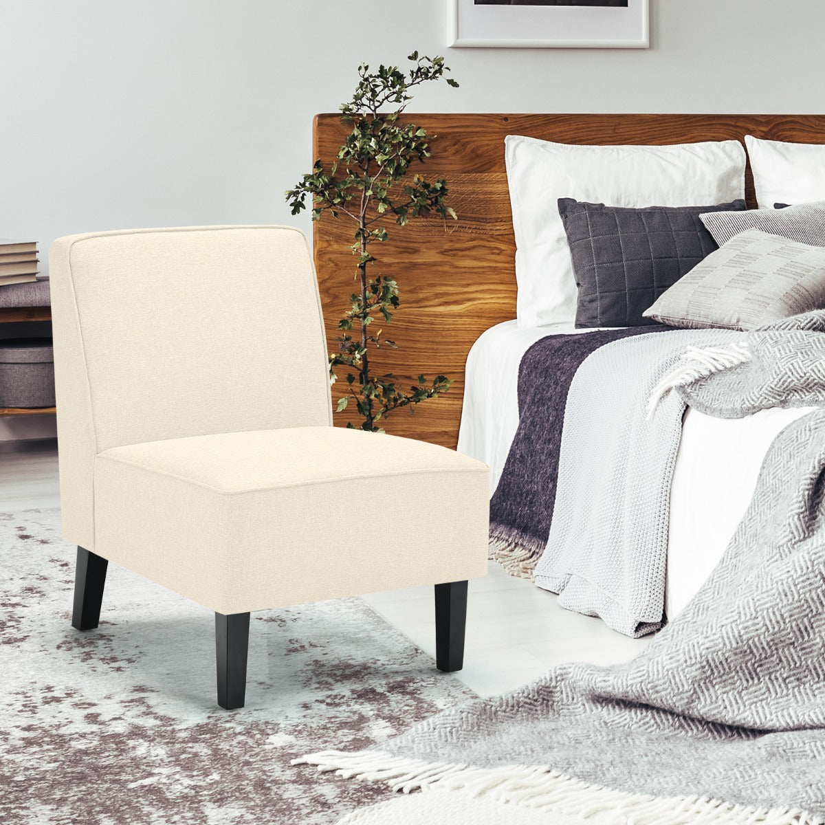 Poltrona – 73 x 61 x 80 cm – Bege – Madeira de borracha