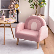 Sillón Infantil de Veludo Rosa com Espuma de Alta Elasticidade e Pernas de Madeira para Crianças 51 x 42 x 51 cm