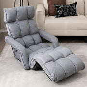 Sofá Reclinável Dobrável com Encosto Ajustável em 6 Posições - Cinzento