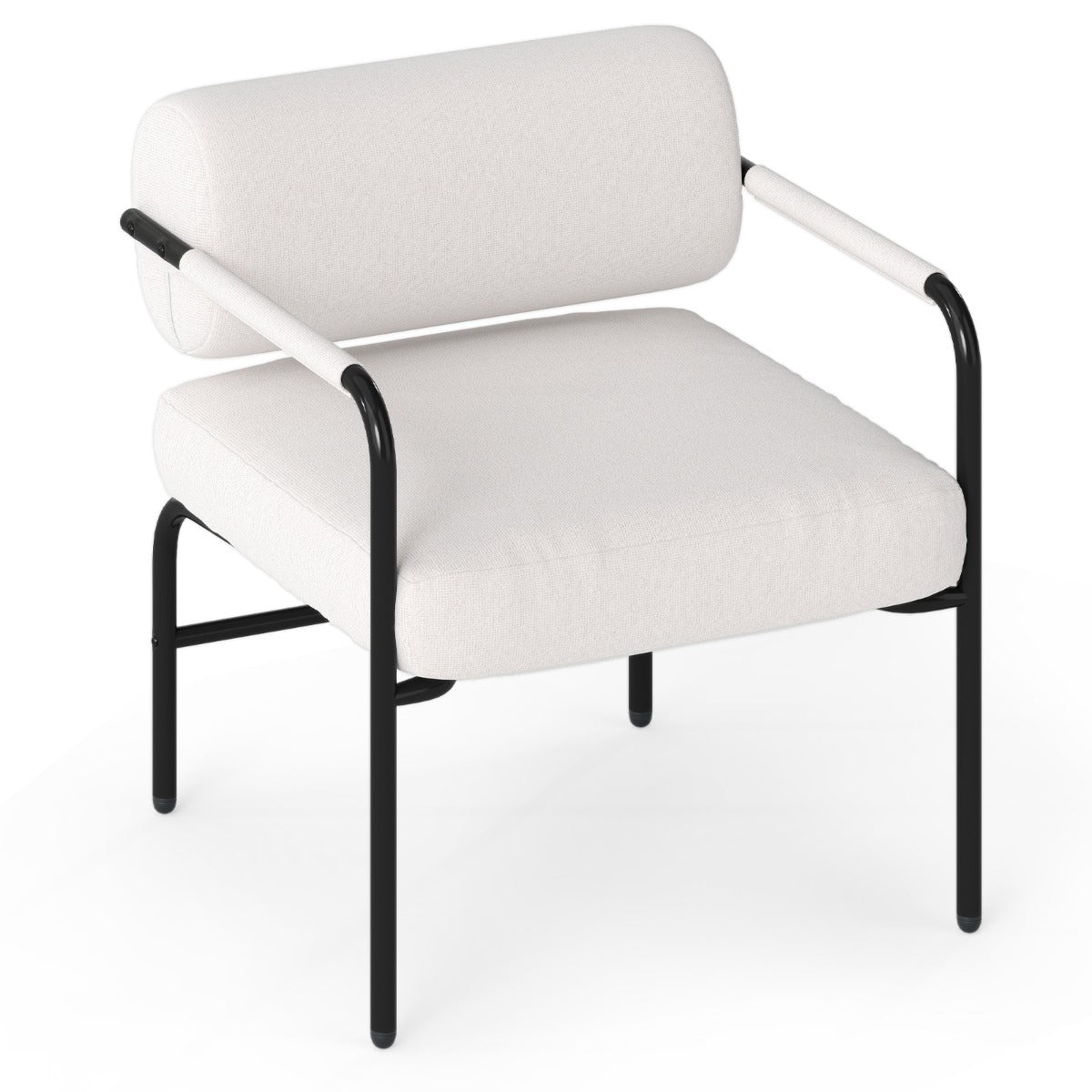 Sillón de Confort para Interior com Apoios de Braços e Encosto Cilíndrico Almofada Acolchoada Pés Ajustáveis 65 x 70 x 71 cm Bege