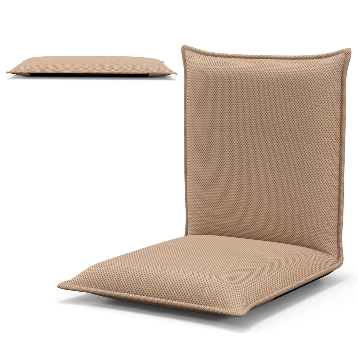 Sillón Reclinável Acolchoado Regulável para Meditar e Relaxar - Bege 98 x 47 x 7,5 cm