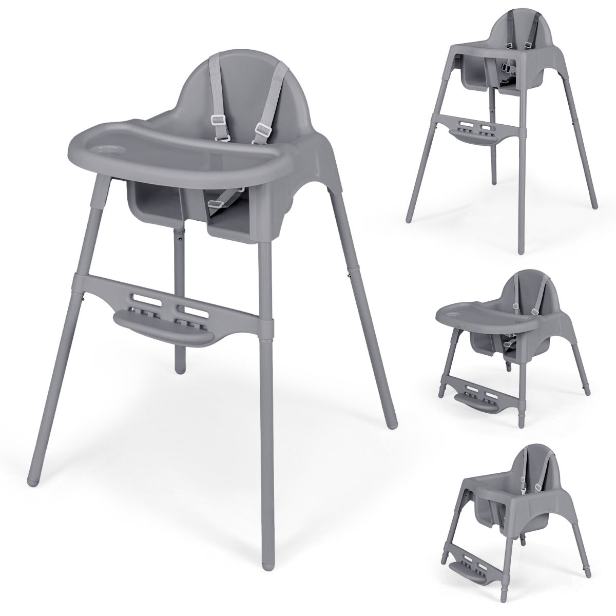 Cadeira Alta para Bebés e Crianças – Cinzenta – PP