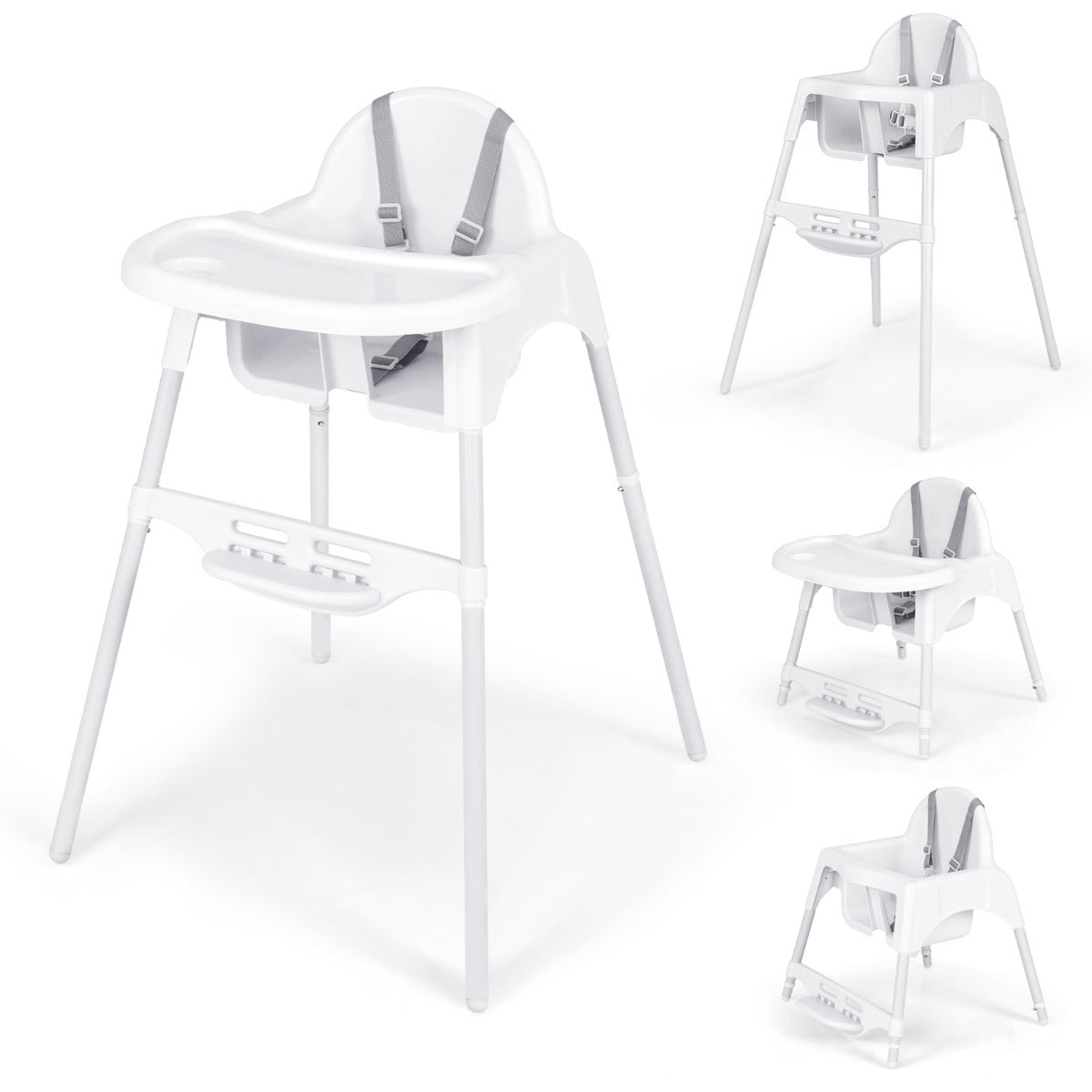 Cadeira Alta para Bebés e Crianças – Branca – PP