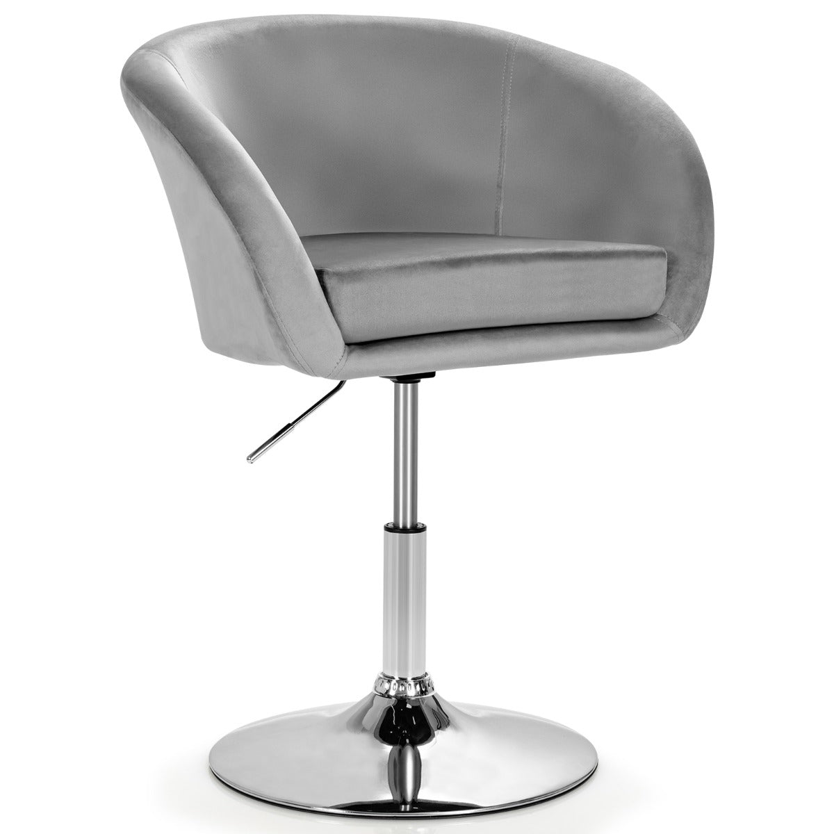Banco de Bar de Veludo Giratório com Encosto Ajustável em Altura com Espuma Elástica 61 x 52 x 72-86 cm - Cinzento