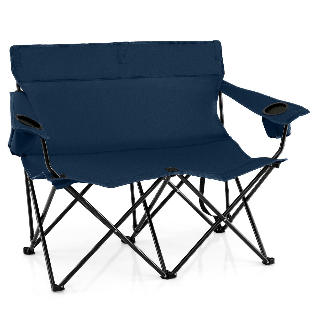Silla de Camping Dupla com Porta Copos, Apoio de Braços e Bolsa de Transporte - Azul