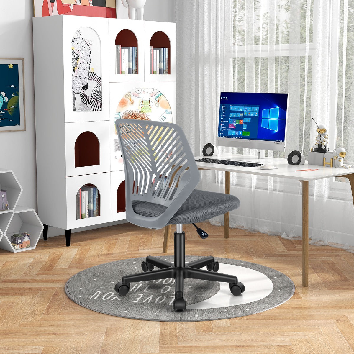 Cadeira de Escritório Ergonómica Ajustável em Altura para Crianças – 77 a 89 cm – Cinza – Malha