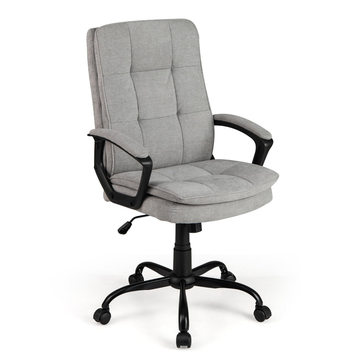 Cadeira de Escritório Ergonómica com Altura Ajustável, Respirável, com Rodas e Apoio de Braços Cinzento