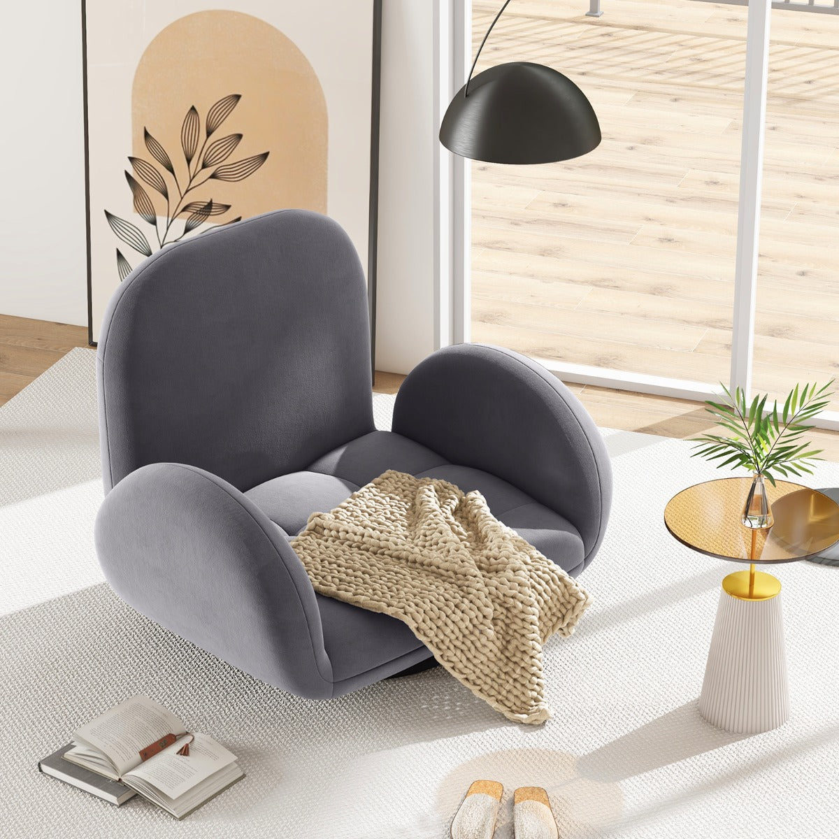 Cadeira de Chão Giratória – Cinzento – Metal