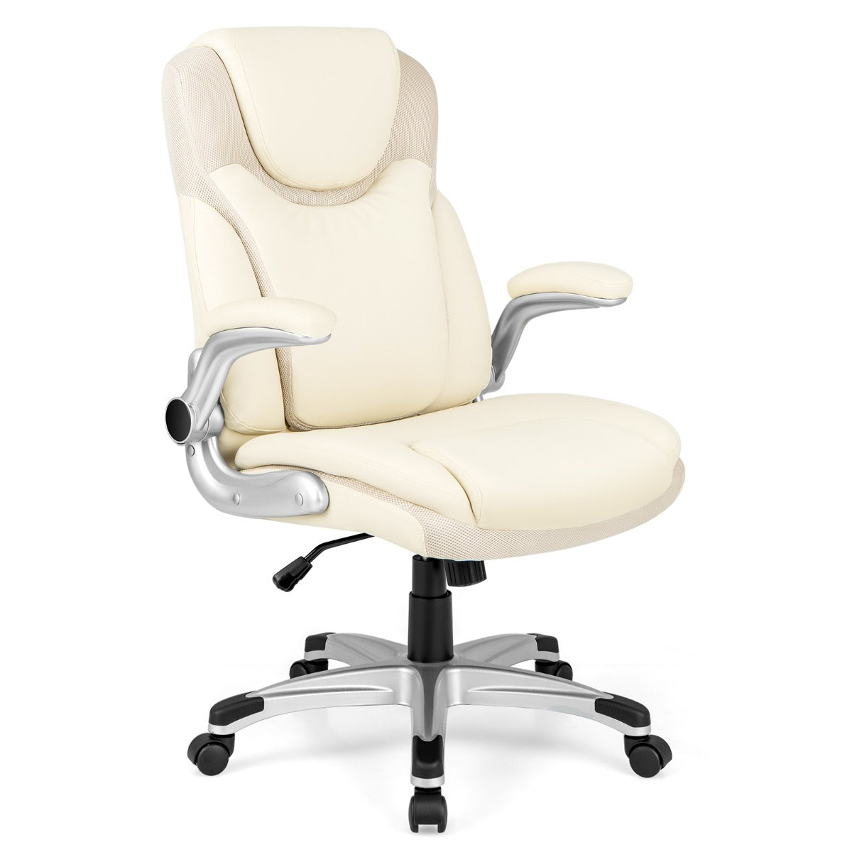 Cadeira de Escritório – 72 x 72 x 108-118 cm – Branco – Pele PU