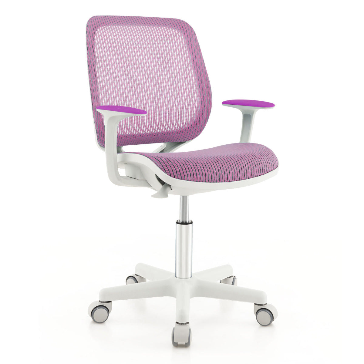 Cadeira Giratória de Escritório para Crianças – 57 x 57 x 80-92 cm – Roxo – Malha de Nylon