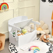 Silla Infantil 3 em 1 com Banco para Bagageira de Brinquedos com Tampa Encosto Caixa de Arrumação Mesa de Atividades para 3-7 Anos Branco