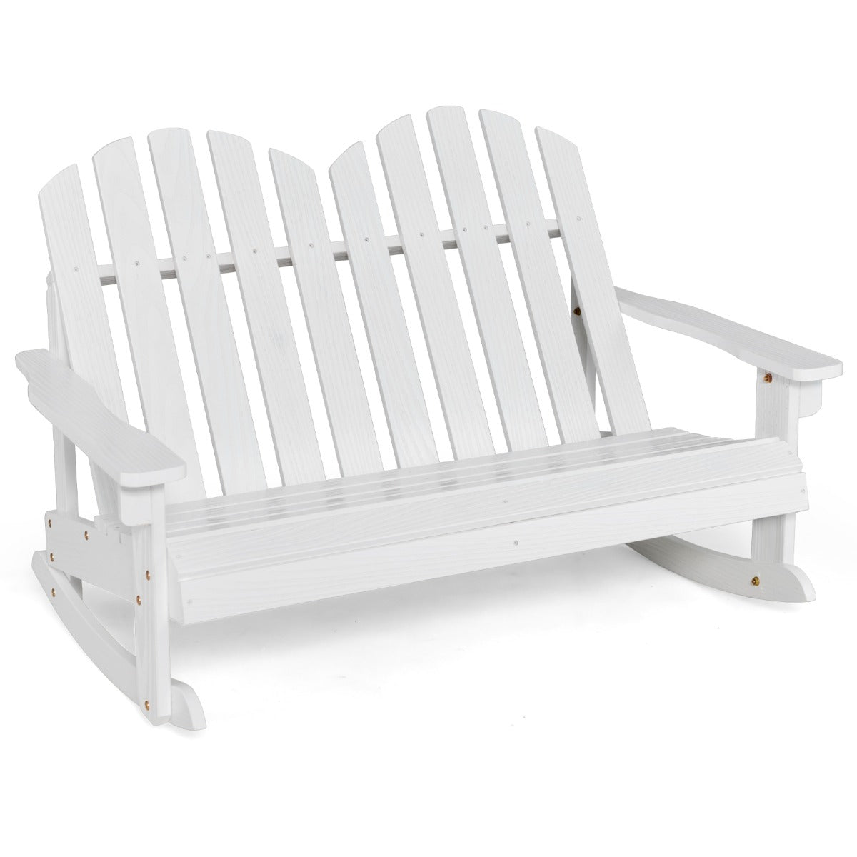 Banco de Jardim Adirondack para 2 Pessoas – 99,5 x 70 x 68 cm – Branco – Madeira de Abeto