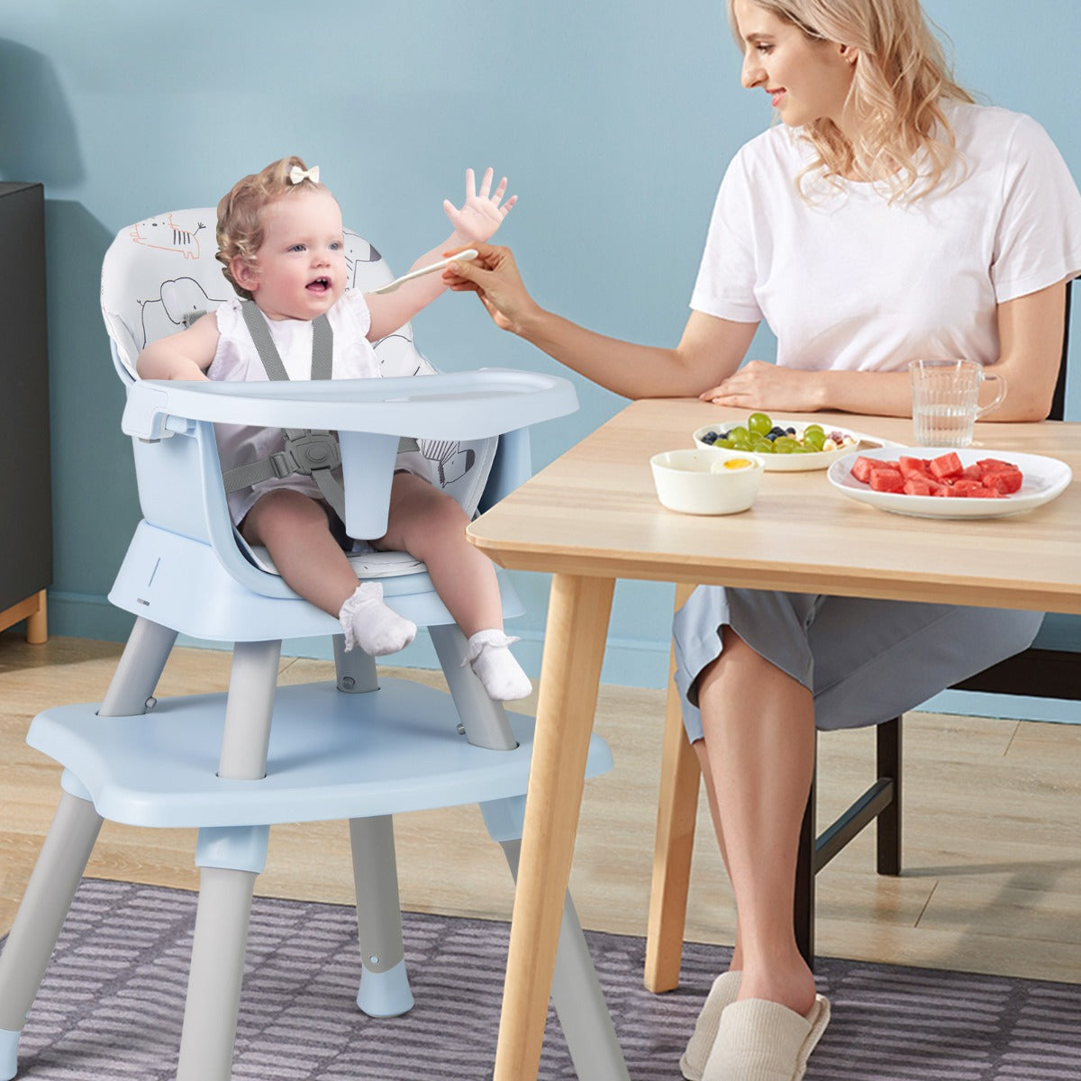 Silla Alta para Bebés 6 em 1 - Azul