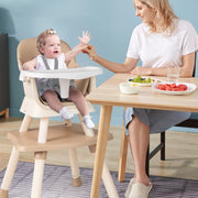 Cadeira Alta para Bebés 6 em 1 Cadeira de Alimentação Infantil Conversível Cadeira Elevatória de Refeição Conjunto de Mesa e Cadeira para Crianças Caqui