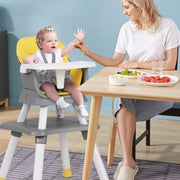 Cadeira Alta para Bebés 6em1 Cadeira de Alimentação Infantil Conversível Assento Elevatório de Refeição Conjunto de Mesa e Cadeira para Crianças Amarelo