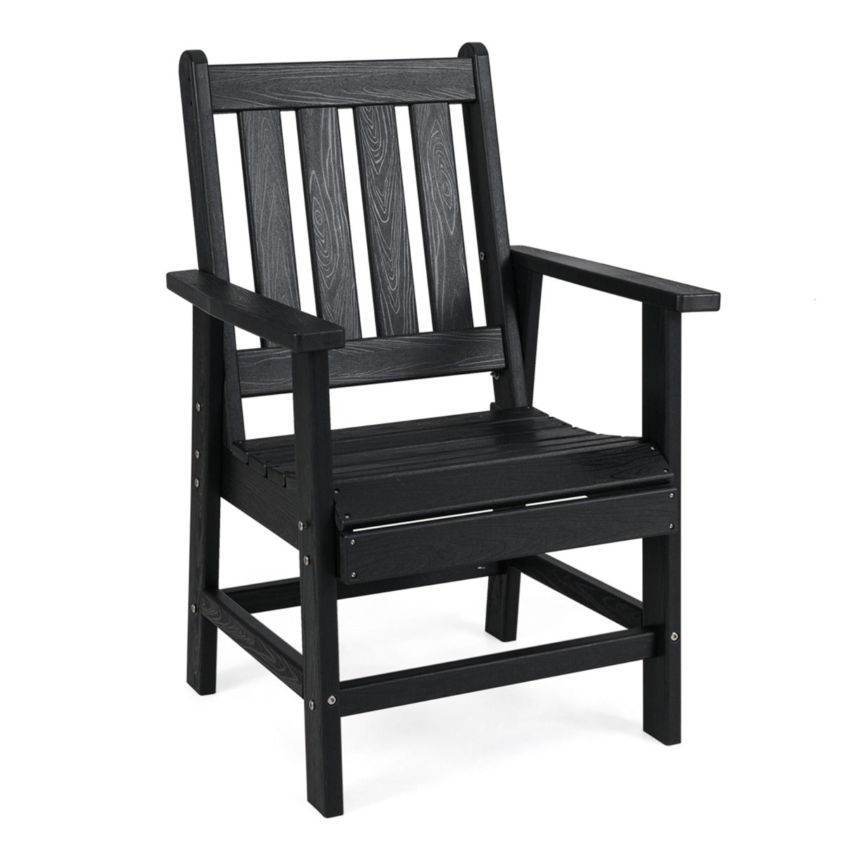 Cadeira de Jardim com Amplos Braços e Encosto de Ripas para Sala Gazebo 61 x 61,5 x 95 cm Preto