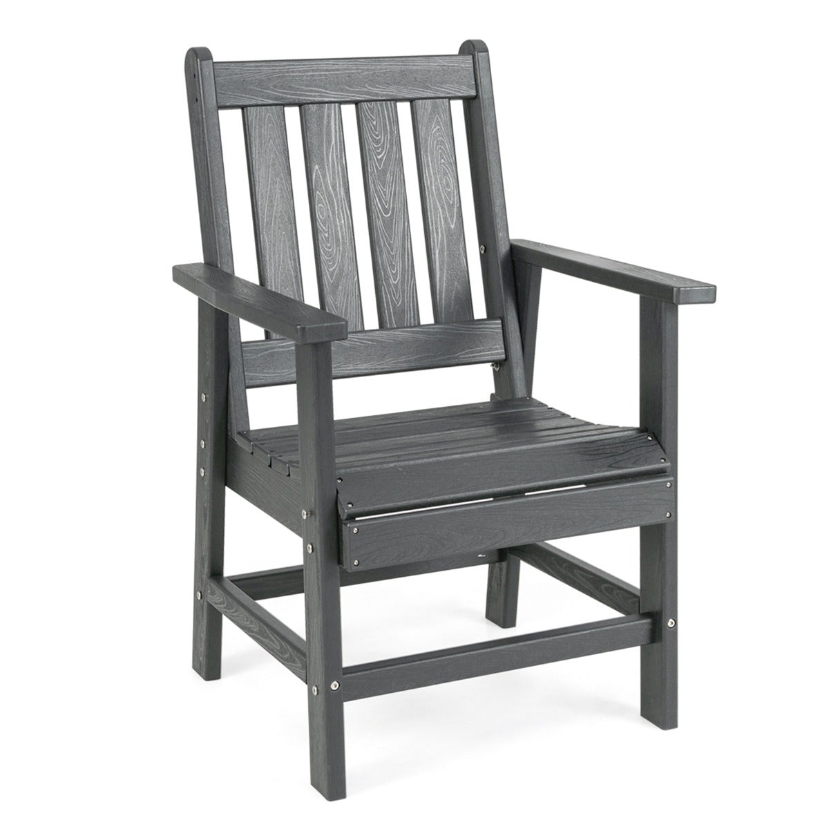 Cadeira de Jardim com Braços Largos e Encosto em Ripas para Sala Gazebo 61 x 61,5 x 95 cm Cinza