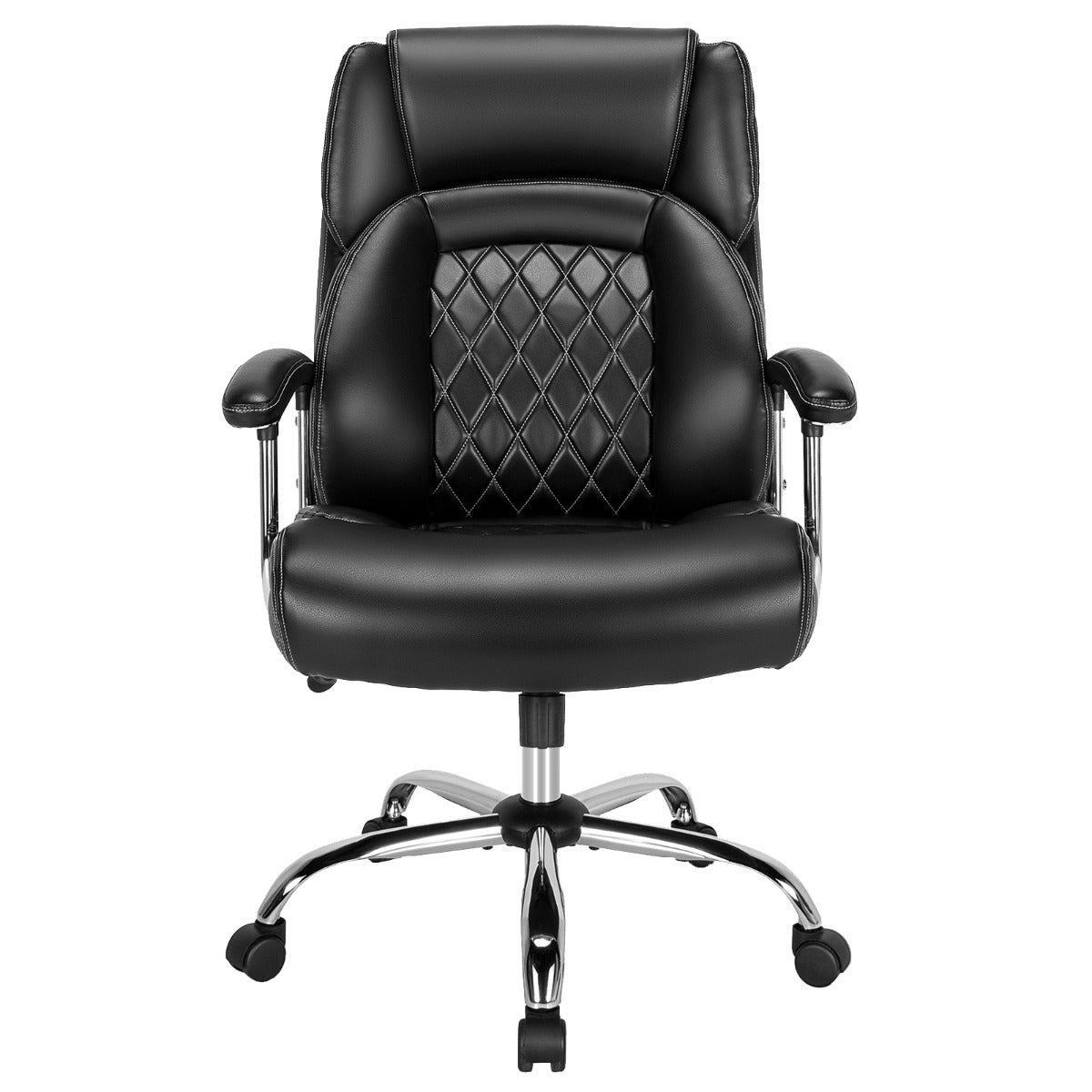Cadeira de Escritório Ergonómica para Pessoas Altas e Corpulentas - Sillón Executivo com Assento Extra Largo e Resistente com Encosto Alto em Preto