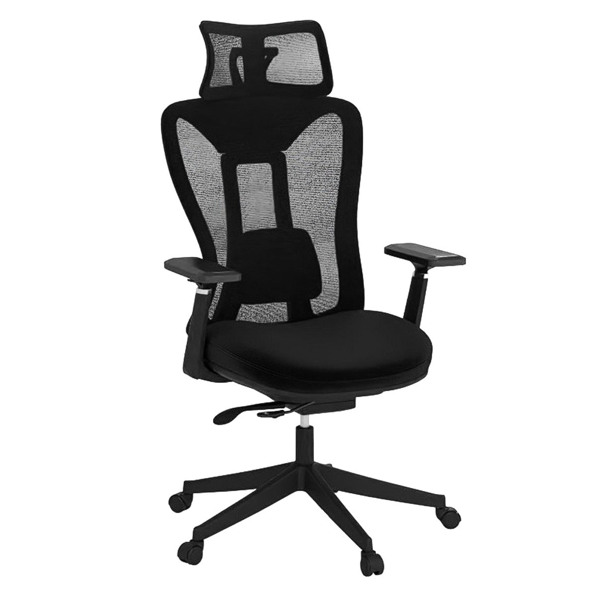 Cadeira de Escritório em Malha com Encosto Ajustável em 3 Níveis Almofada Lombar e Apoio de Cabeça Apoio de Braços 70 x 68 x 116-124 cm Preto