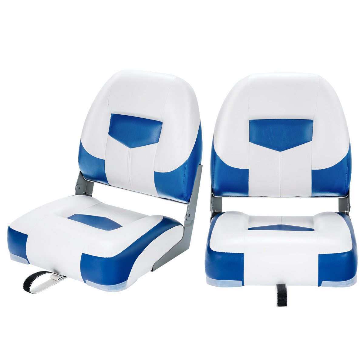 Set de 2 Cadeiras Dobráveis para Barco – 50 x 42 x 52 cm – Azul e Branco – PVC
