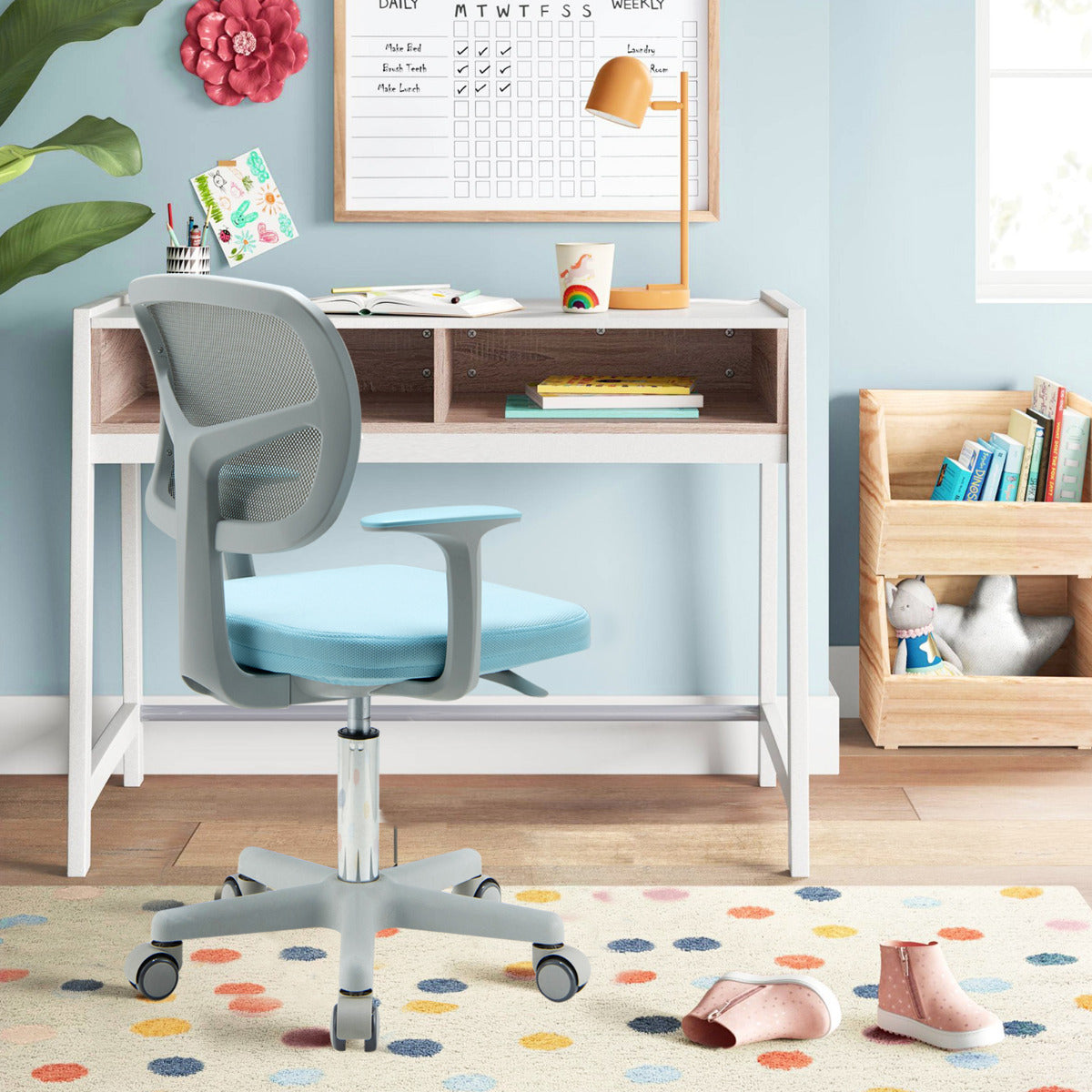 Cadeira Ergonómica de Escritório para Crianças – 54 x 50 x 80 cm – Azul – Tecido de rede