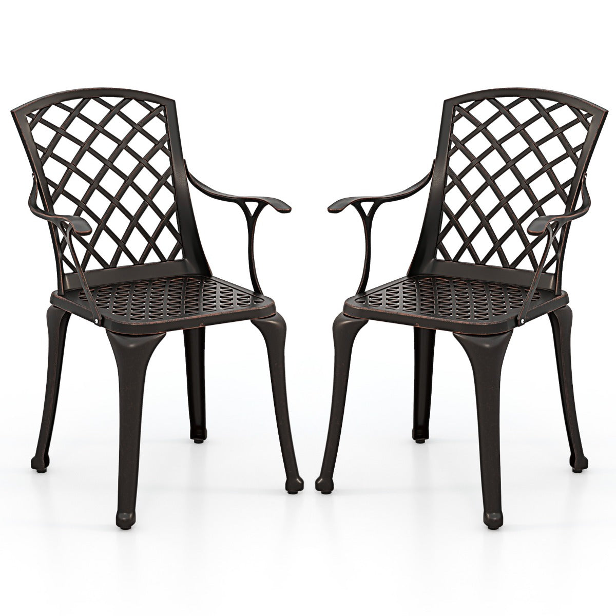 Conjunto de 2 Cadeiras de Jardim – Bronze – Alumínio Fundido