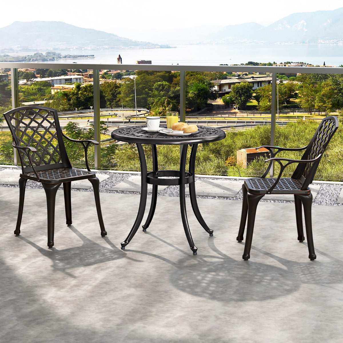 Conjunto de 2 Cadeiras de Jardim – Bronze – Alumínio Fundido