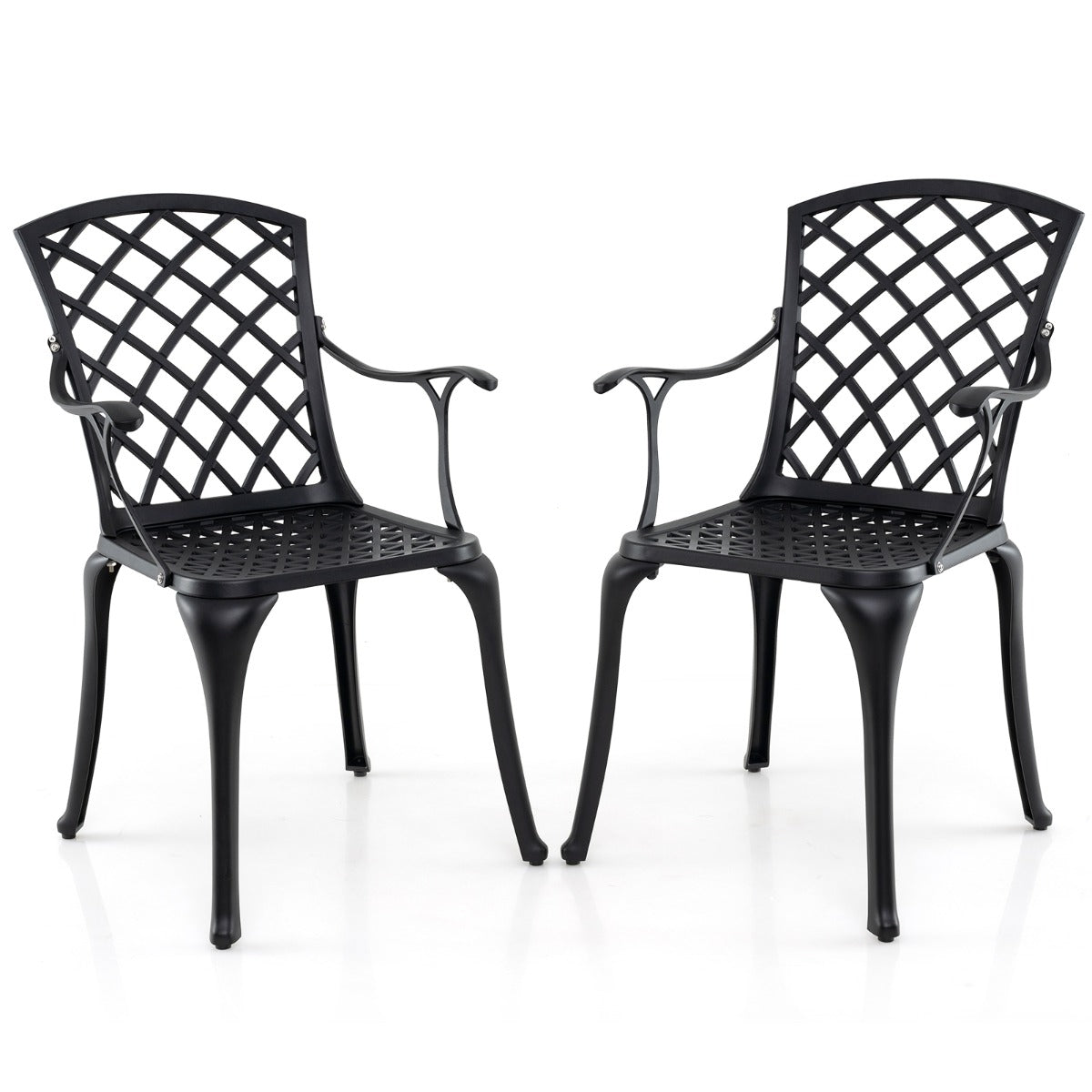 Conjunto de 2 Cadeiras de Jardim – Preto – Alumínio Fundido