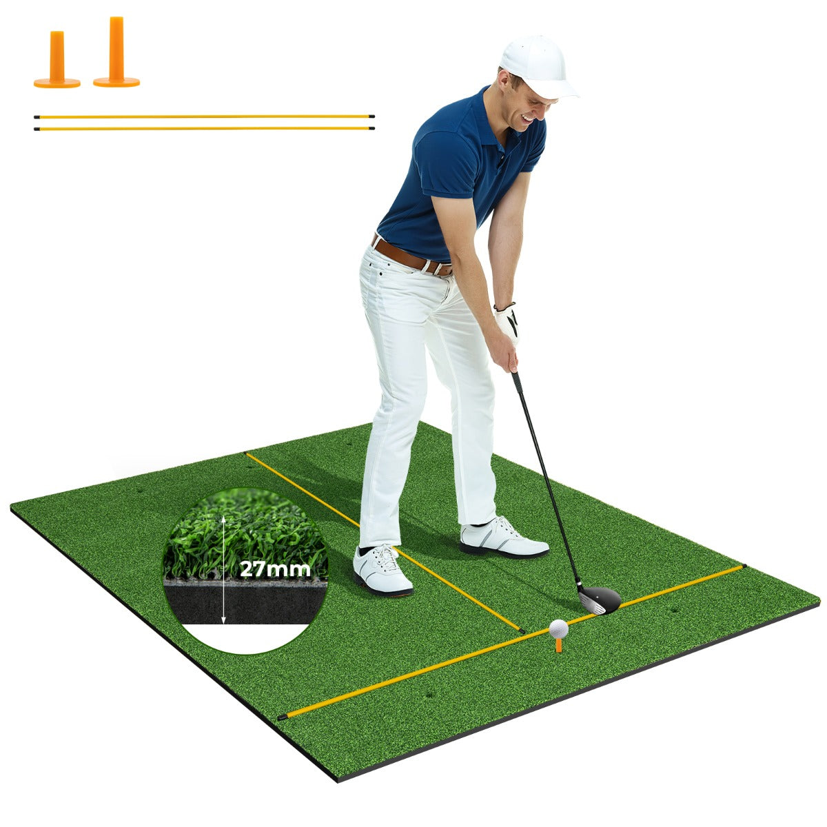 Tapete de Golfe de Relva Sintética 3 em 1 – 152 x 117 x 2,7 cm – Verde