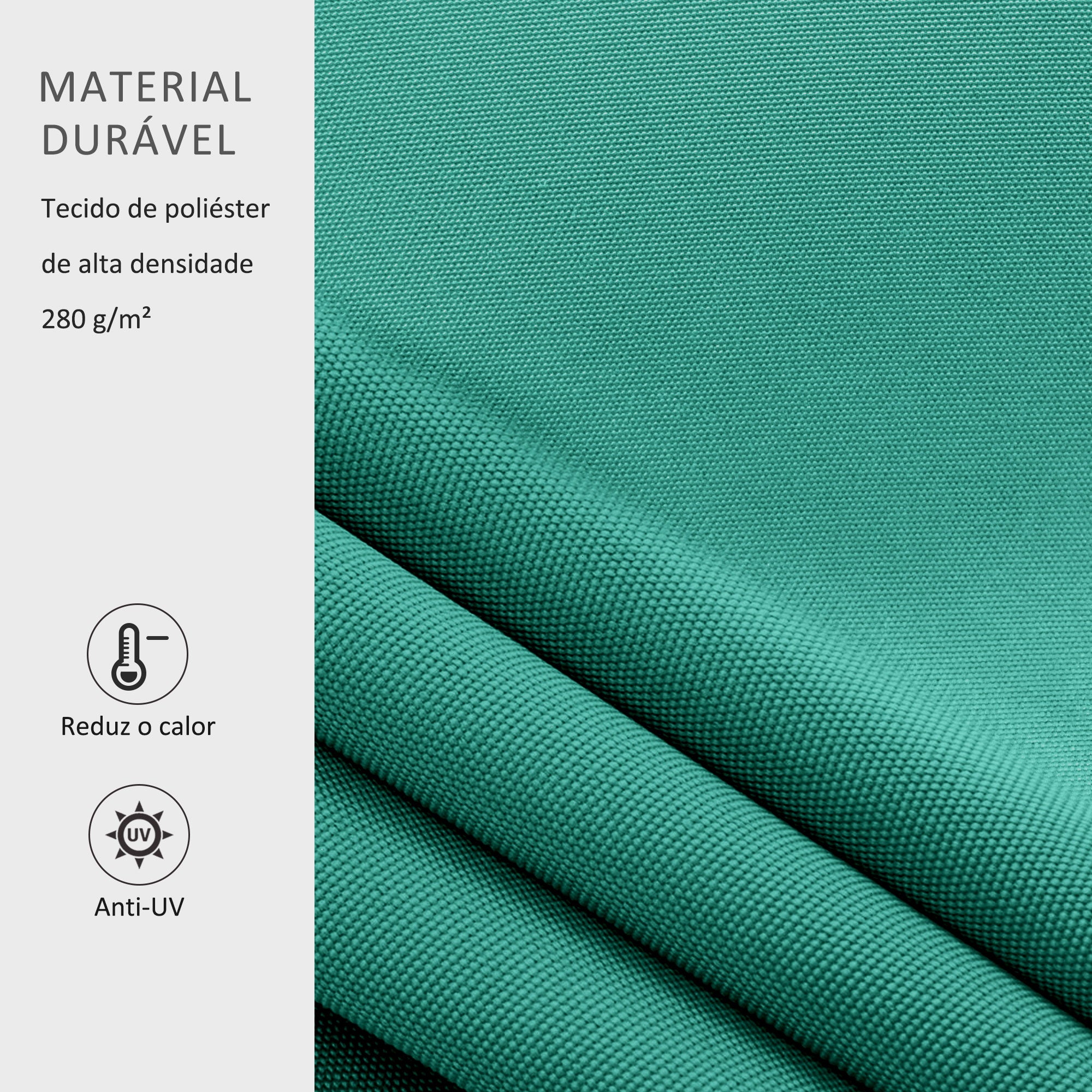 Toldo Manual Verde 395x245 cm - Varanda Pátio Alumínio Poliéster