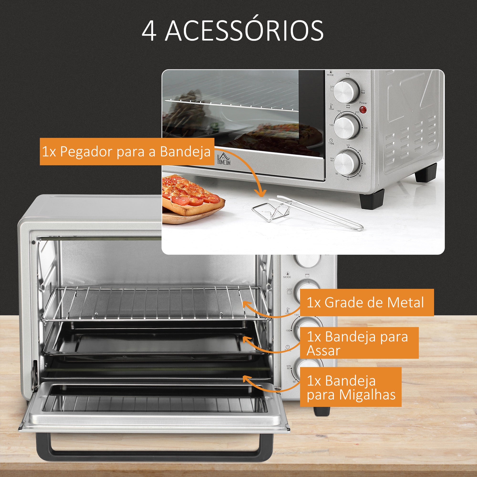 Mini Forno de Convecção 32L Prata 52,2x38,1x33,5 cm