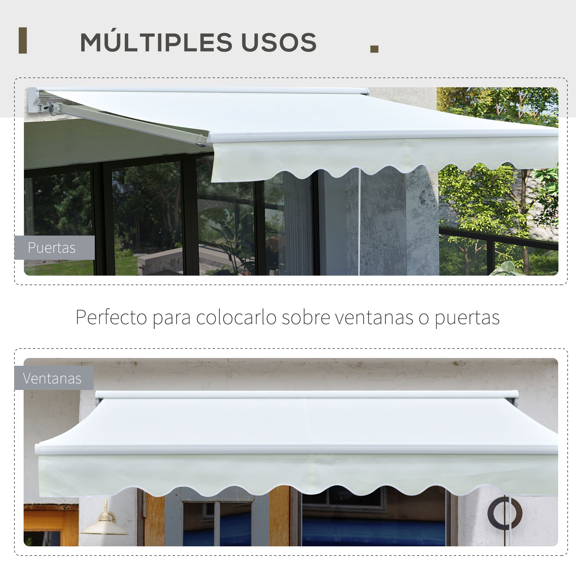 Toldo de Parede Retrátil 250x200 cm Bege com Luzes LED