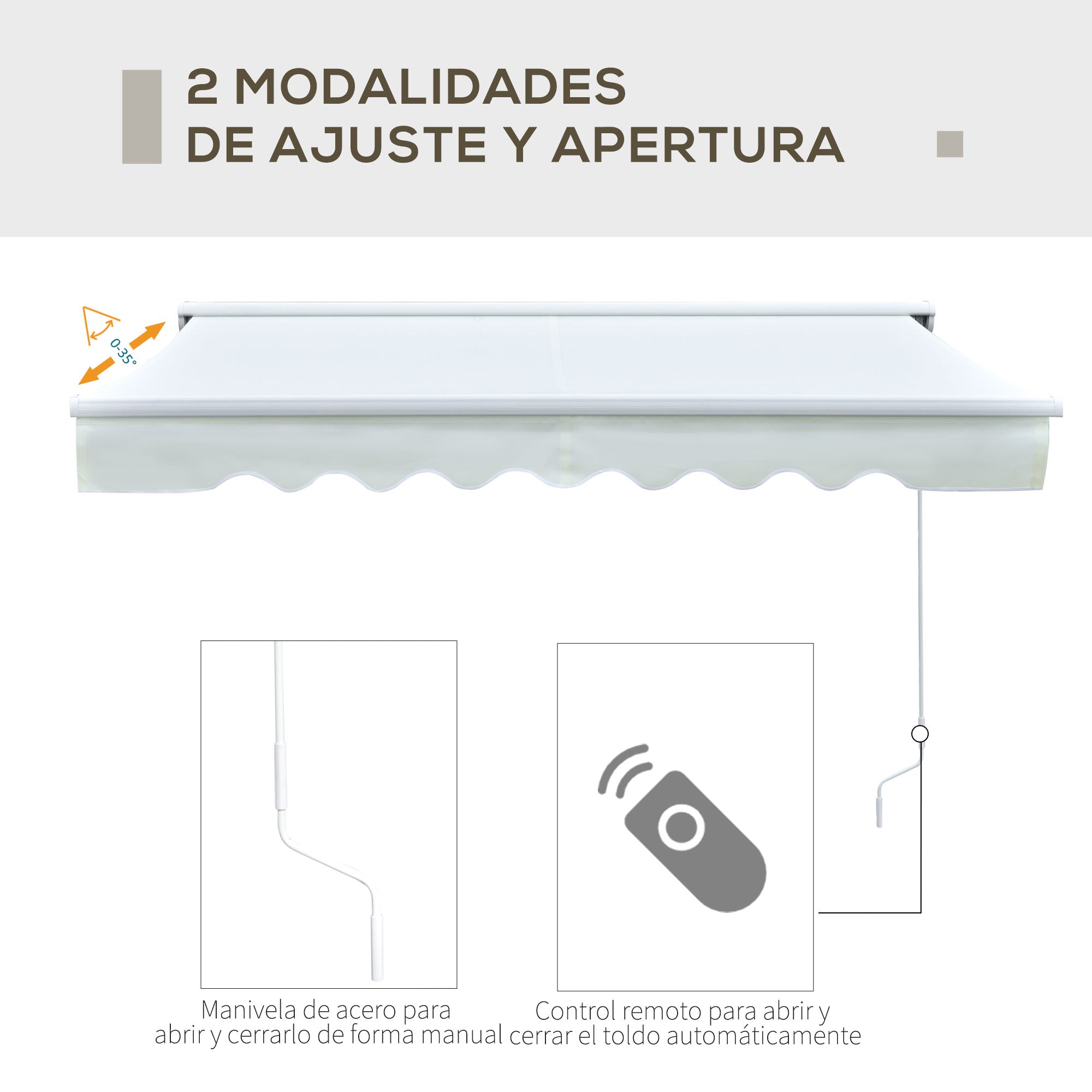 Toldo de Parede Retrátil 250x200 cm Bege com Luzes LED