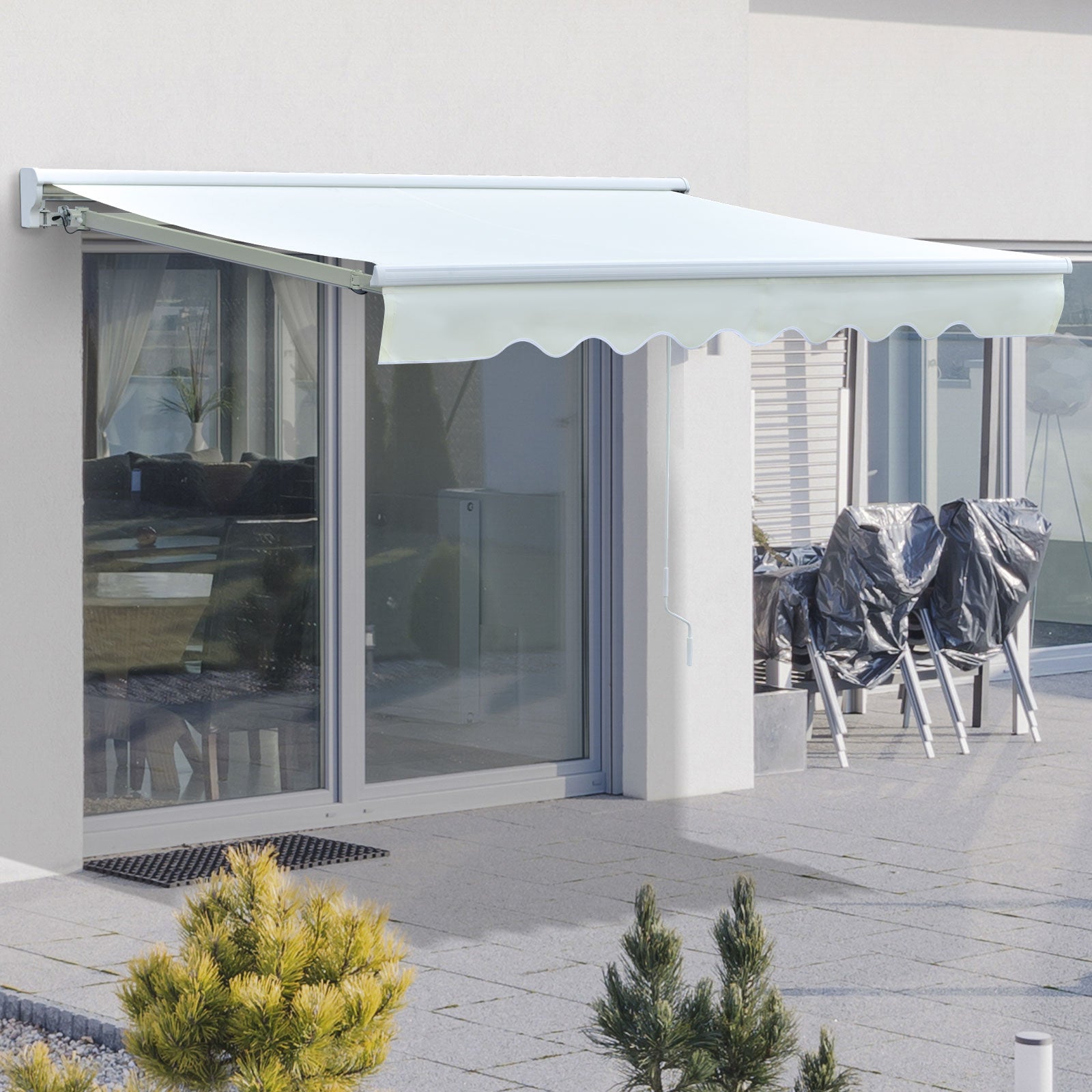 Toldo de Parede Retrátil 250x200 cm Bege com Luzes LED