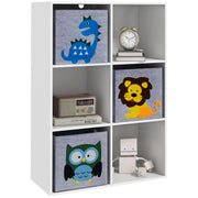 Estante para Brinquedos com 6 Compartimentos 61,8x29,9x91,5 cm - Branco e Cinza