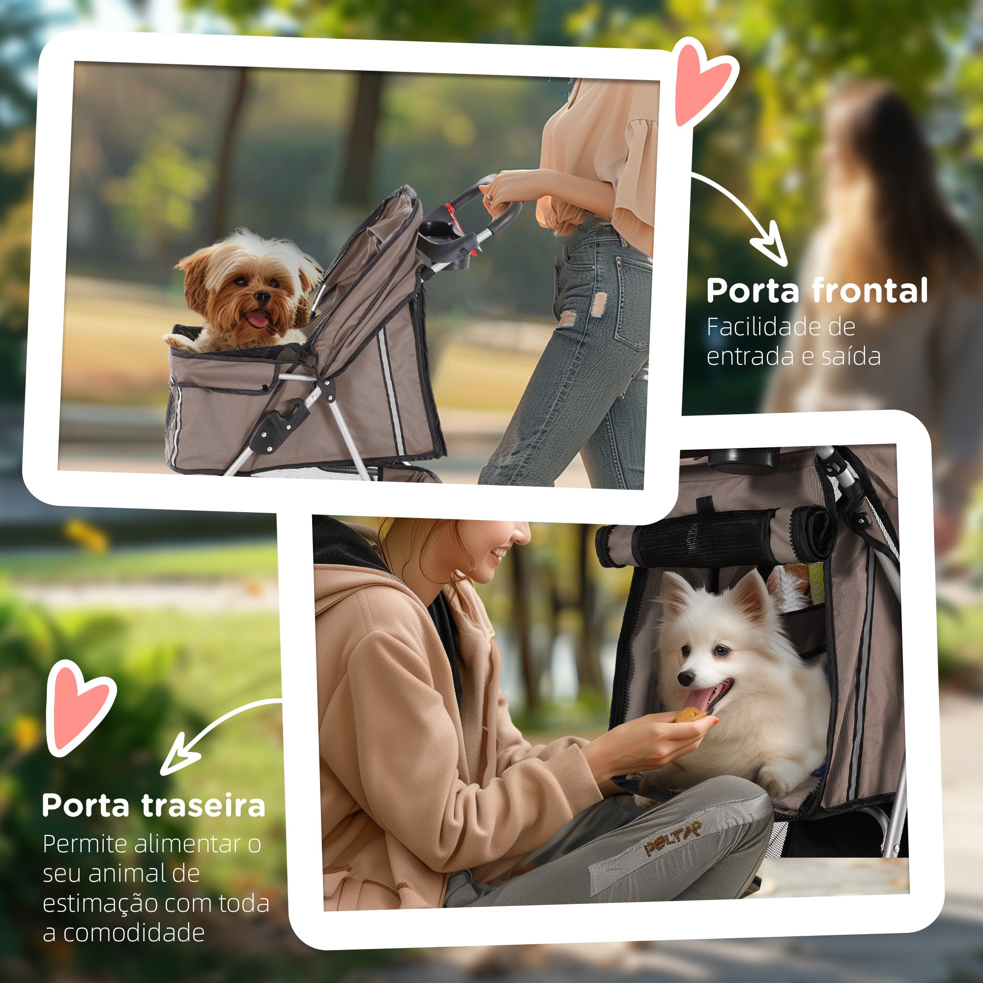 Carrinho para Animais de Estimação Dobrável 75x45x97cm Cor Marrom