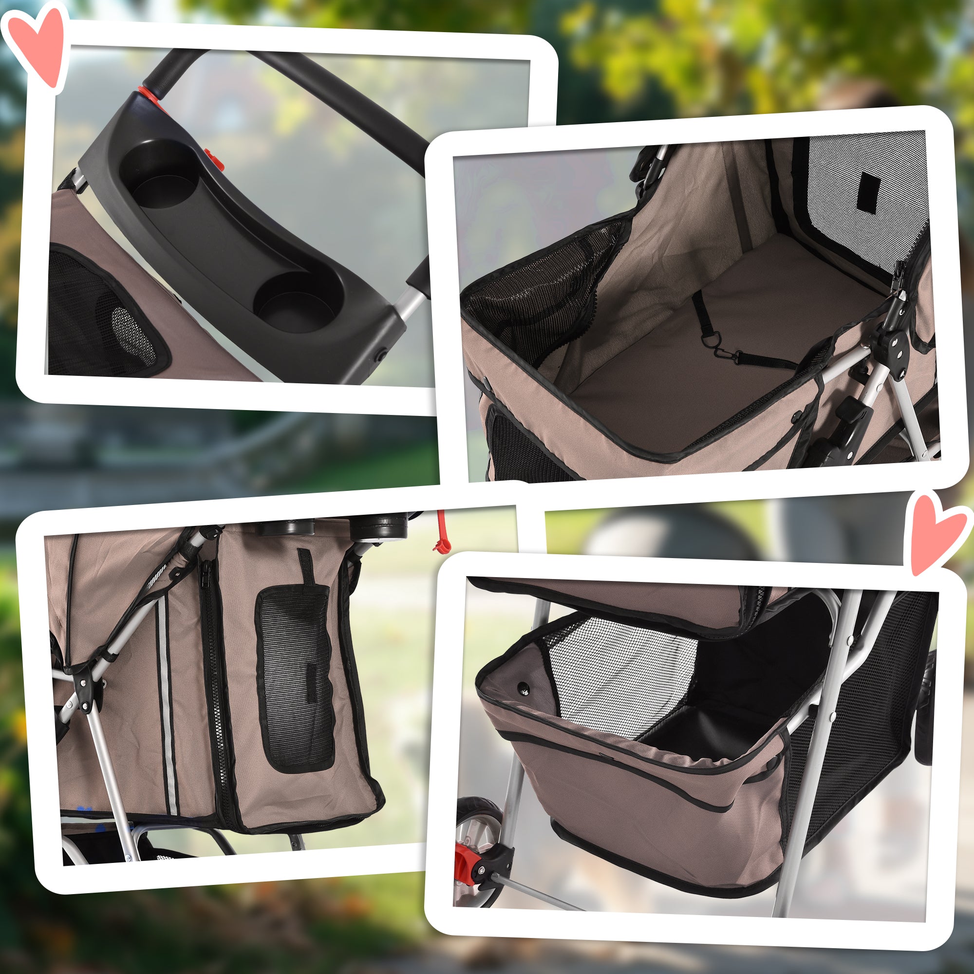Carrinho para Animais de Estimação Dobrável 75x45x97cm Cor Marrom