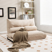 Sofá Cama de Chão Dobrável 3 em 1 com Encosto Ajustável Sofá Cama Conversível com 2 Almofadas Sofá de Chão para Sala Quarto Bege