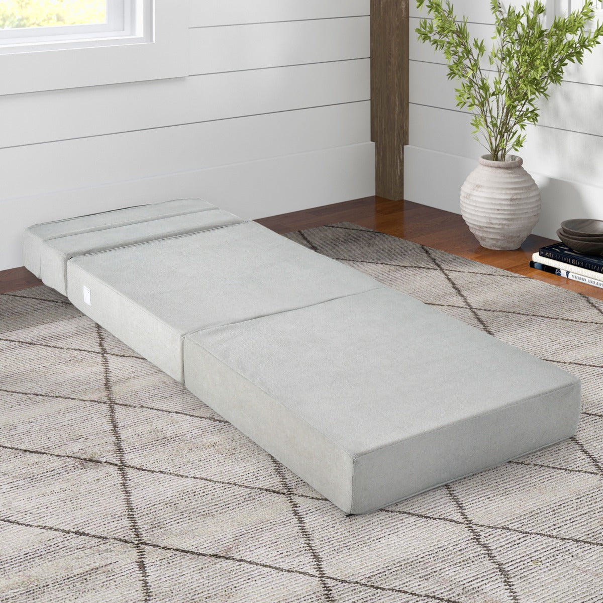 Sofá Cama Dobrável – 190 x 71 x 15 cm – Cinzento – Espuma