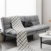 Sofá Cama Dobrável de 3 Lugares Futon Conversível em Espuma Viscoelástica com Encosto e Apoios de Braços Ajustáveis para Casa e Escritório Cinzento